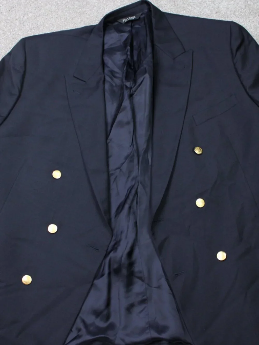 Jos. A. Bank Blazer Mens 50Regular Navy Blue Signature Double Breasted 100% Wool
